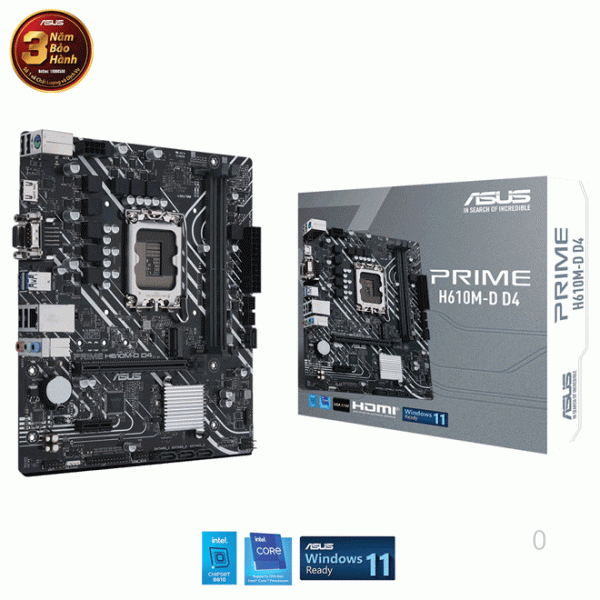 Main Asus PRIME H610M-D D4 (Chipset Intel H610/ Socket LGA1700/ VGA onboard/mATX)