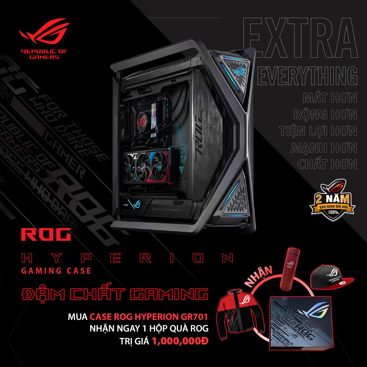 Mua case ROG Hyperion GR701 nhận ngay combo quà tặng lên đến 1.000.000 Đồng