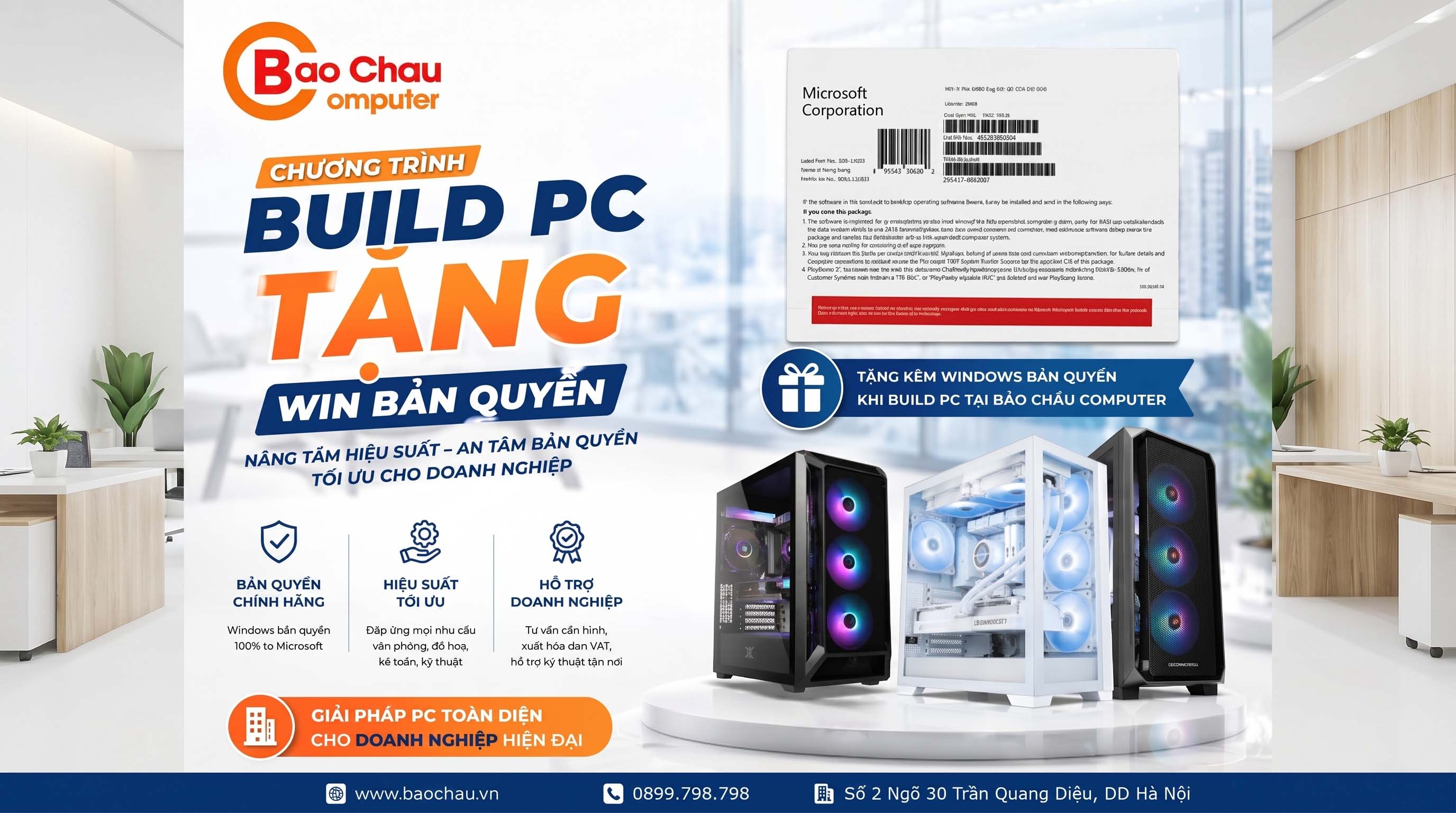 BUILD PC TẶNG KEY WINDOWS BẢN QUYỀN – GIẢI PHÁP TỐI ƯU CHO DOANH NGHIỆP