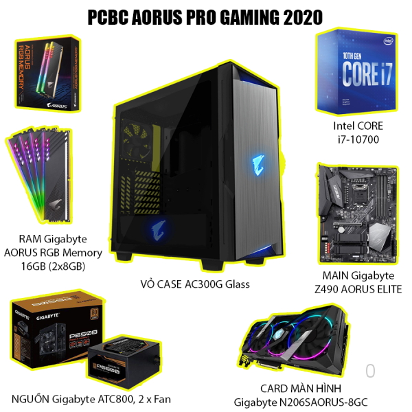 Máy tính để bàn PCBC AORUS PRO GAMING - I7107/Z490/16G/256G/2060S