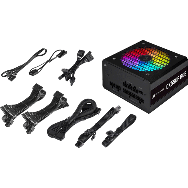 Nguồn Corsair CX550F RGB Black Full Modul 550W - 80 Plus Bronze (CP-9020216-NA)