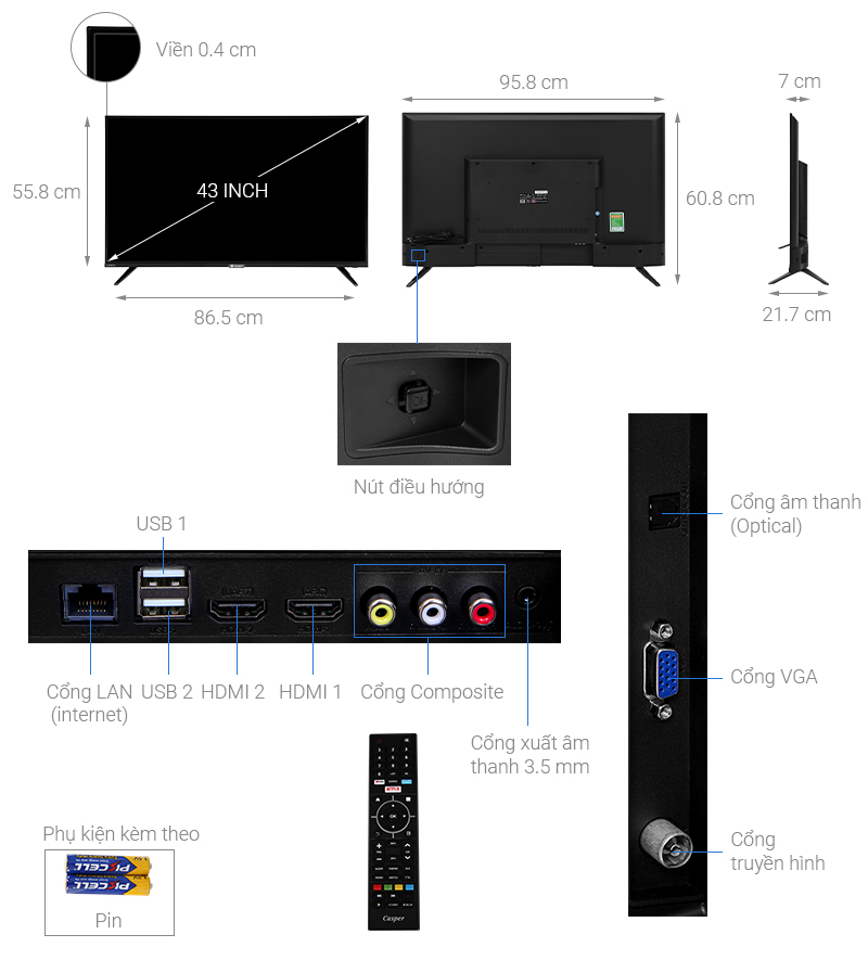 Smart Tivi Casper 43 inch 43FX6200