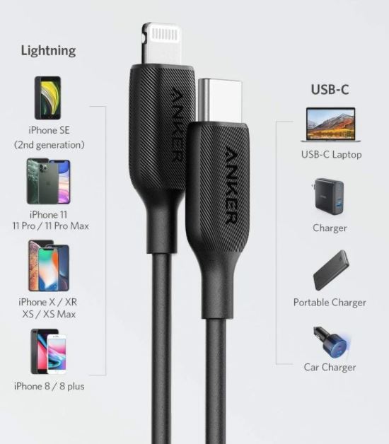 Cáp Type C to Lightning Anker PowerLine III - 0.9M - A8832