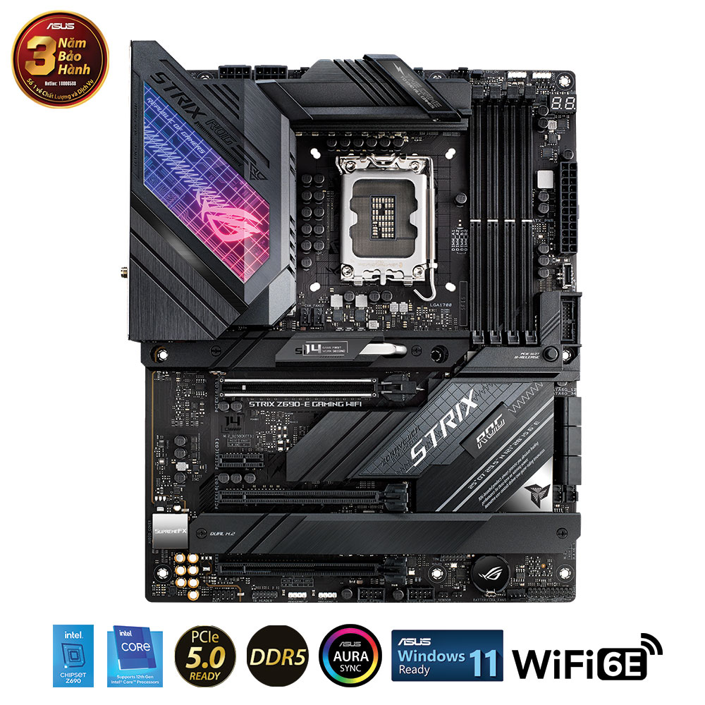 Main Asus ROG STRIX Z690-E GAMING WIFI (Chipset Intel Z690/ Socket LGA1700/ VGA onboard/ATX)