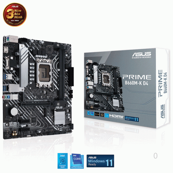 Main Asus PRIME B660M-K D4 (Chipset Intel B660/ Socket LGA1700/ VGA onboard/mATX)