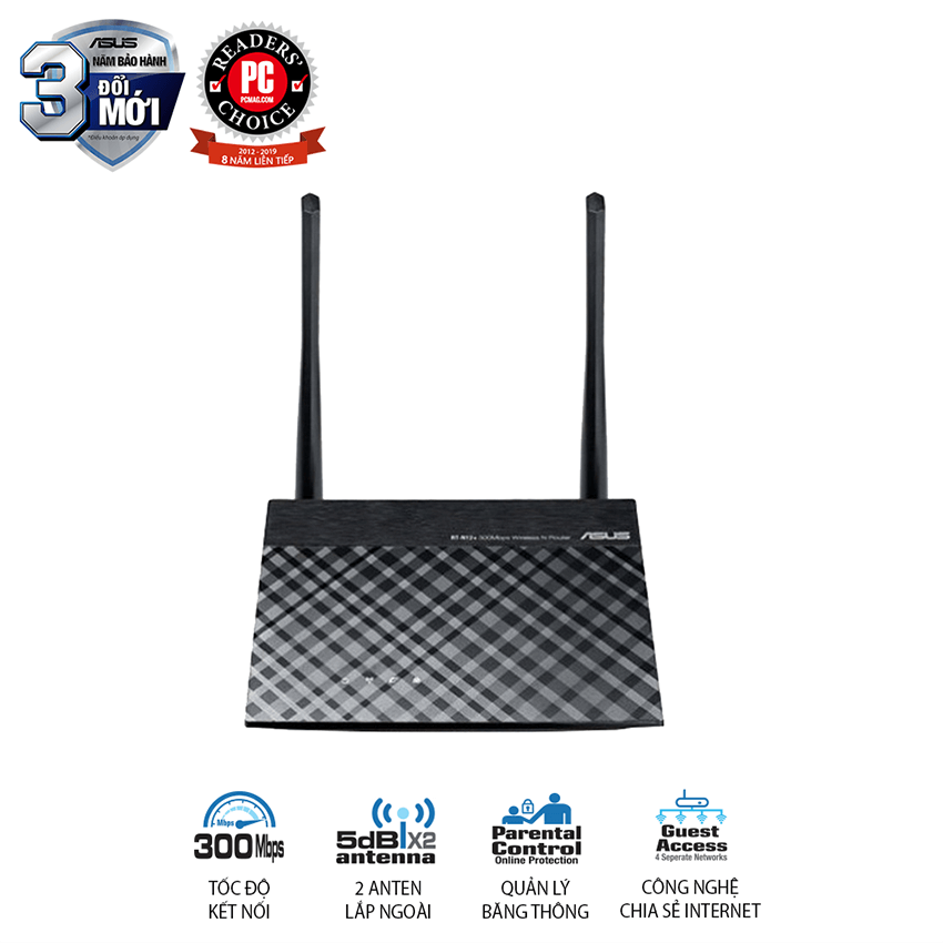 Bộ phát wifi ASUS RT-N12+ Wireless N300Mbps