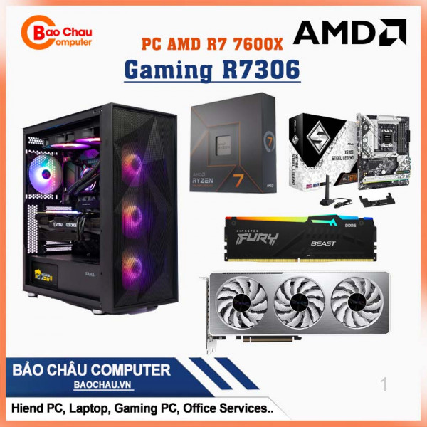 Máy tính để bàn PC Gaming R7306( R7 7700x/R16D5/S500/Vga3060)