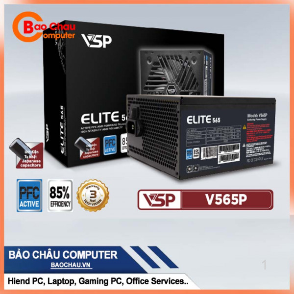 Nguồn máy tính công suất thực VSP ELITE ACTIVE PFC V565P