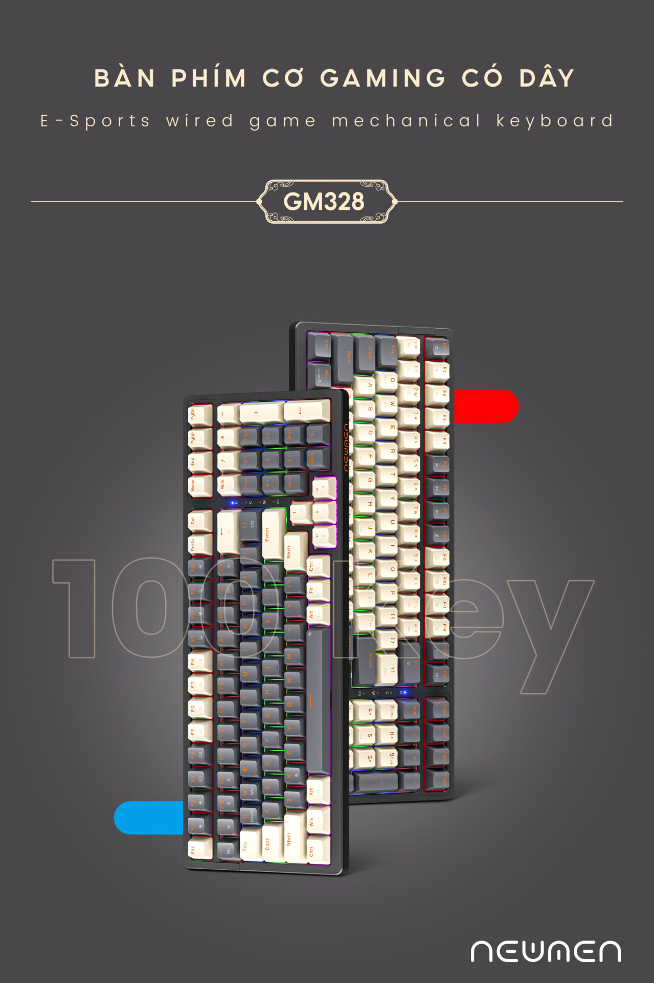 Bàn phím cơ Newmen GM328 E-Sports (White -Gray)