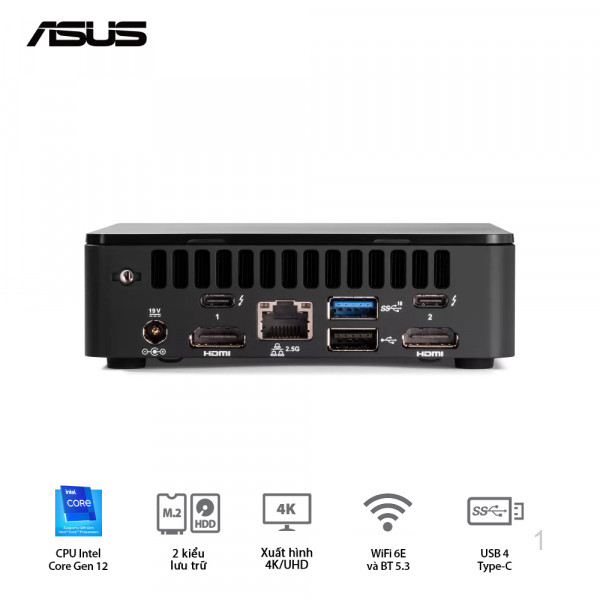 BỘ MINI PC ASUS INTEL NUC12 PRO TALL NUC12WSHI7 ( I7-1260P/ 2XDDR4-3200 / 3XNVME, SATA/ 2X HDMI 2.1/2X DP 1.4A ) 90AB2WSH-MR8100