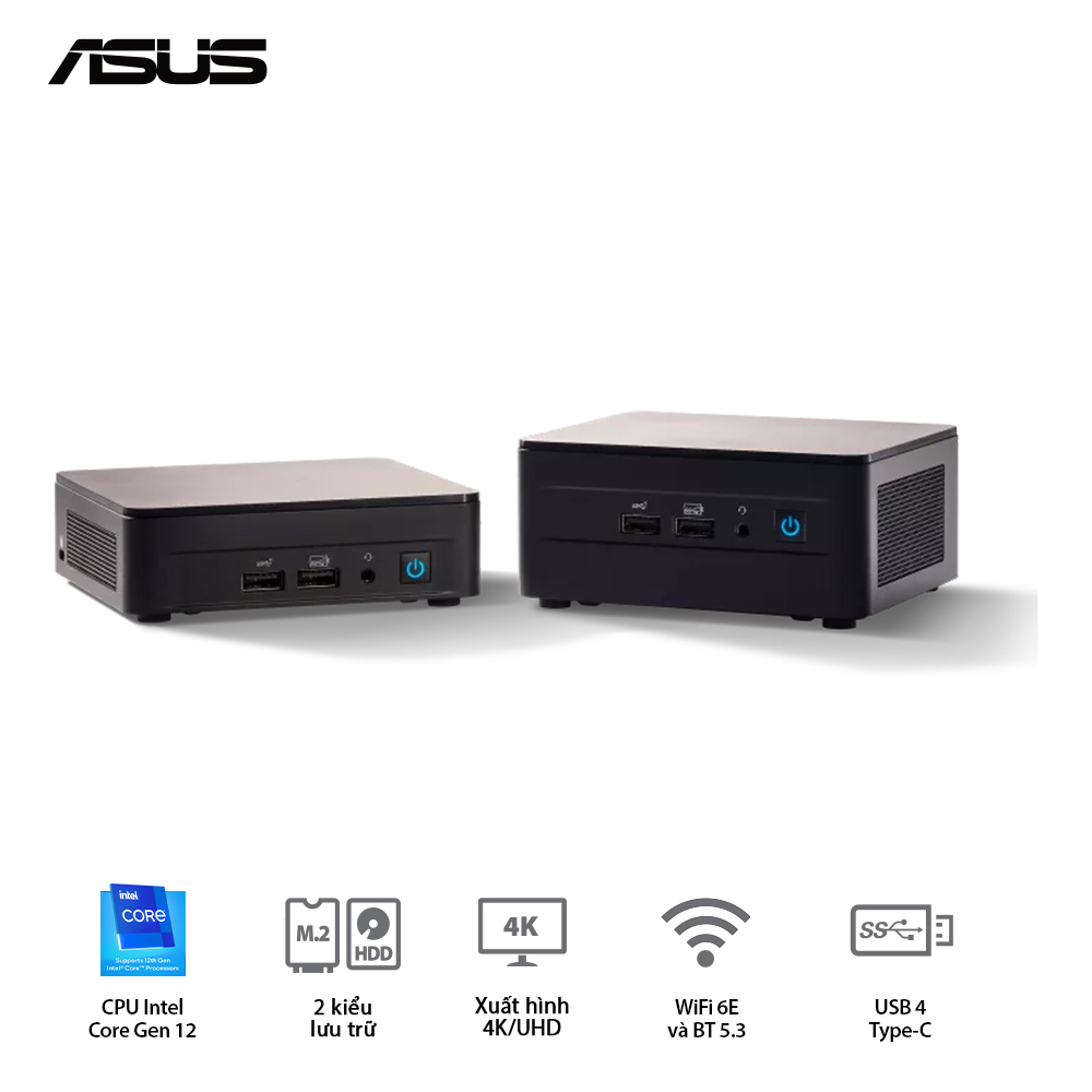BỘ MINI PC ASUS INTEL NUC12 PRO TALL NUC12WSHI7 ( I7-1260P/ 2XDDR4-3200 / 3XNVME, SATA/ 2X HDMI 2.1/2X DP 1.4A ) 90AB2WSH-MR8100