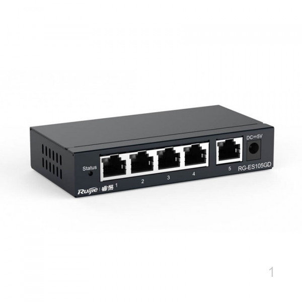 THIẾT BỊ CHIA MẠNG SWITCH RUIJIE RG-ES105GD (5 CỔNG 10/100/1000 BASE-T VỎ KIM LOẠI)