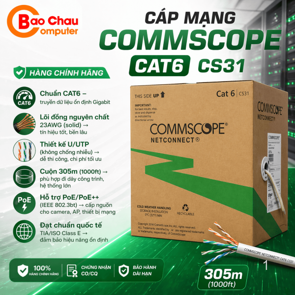 Dây cáp mạng Commscope Cat 6 CS31 1427254-6 ( cuộn 305m)