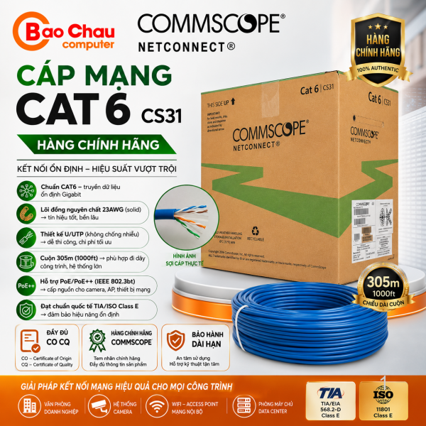 Dây cáp mạng Commscope Cat 6 CS31 1427254-6 ( cuộn 305m)