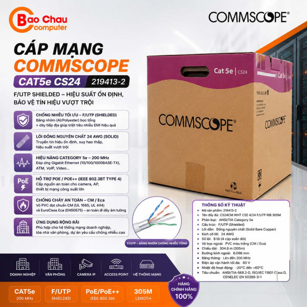 Dây cáp mạng Commscope Cat 5e CS24 219413-2  F/UTP ( cuộn 305m)