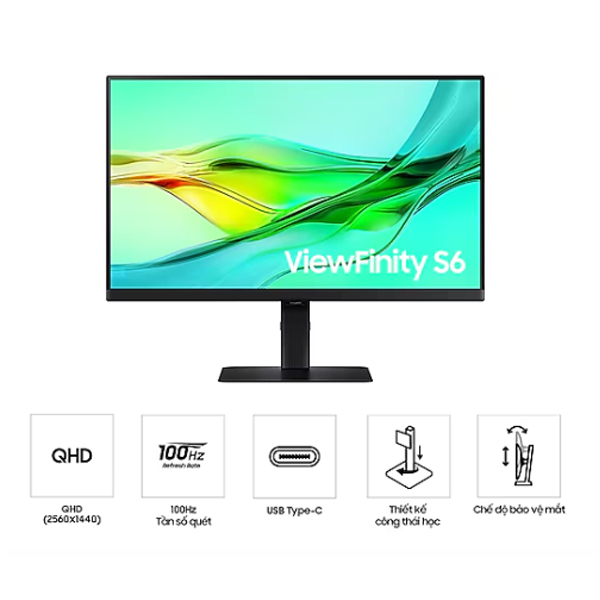 Màn Hình SAMSUNG ViewFinity S6 S60UD LS32D604UAEXXV (32 inch - 2K - IPS - 5ms - 100Hz)