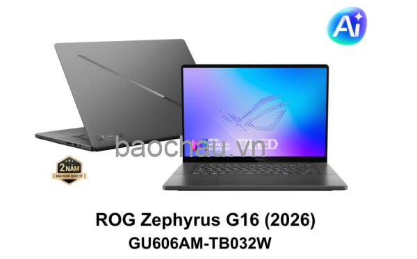 Laptop Asus ROG Zephyrus G16 GU606AM-TB032W (Intel Core Ultra 9 386H | RTX 5060 | 16 inch 2.5K OLED 240Hz | 32GB | 1TB | Win 11 | Xám)