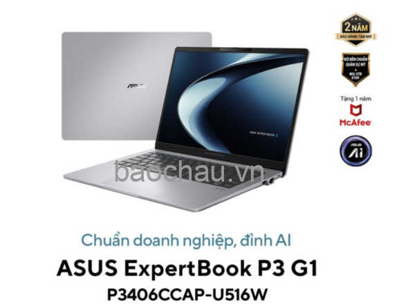 Laptop ASUS ExpertBook P3 G1 P3406CCAP-U516W (Intel Core Ultra 5 Processor 225H | Intel Graphics | 16GB | 512GB | 14 inch WUXGA | Win 11 | Xám)