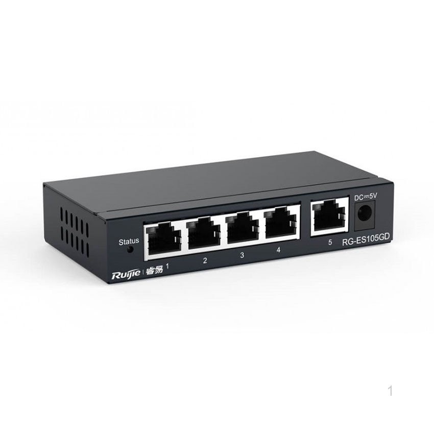 THIẾT BỊ CHIA MẠNG SWITCH RUIJIE RG-ES105GD (5 CỔNG 10/100/1000 BASE-T VỎ KIM LOẠI)