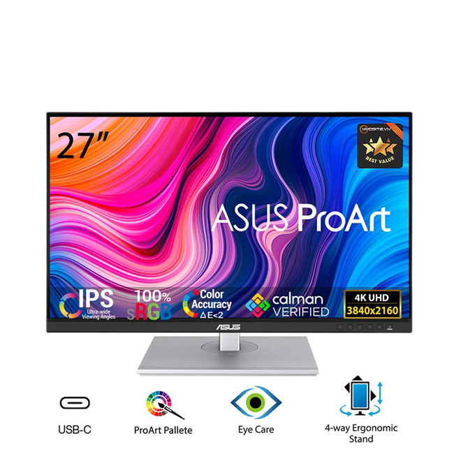 Màn hình Asus ProArt PA279CV-R (27inch/UHD/IPS/60Hz/5ms/350nits/HDMI+USB+USBC+Audio/Loa)