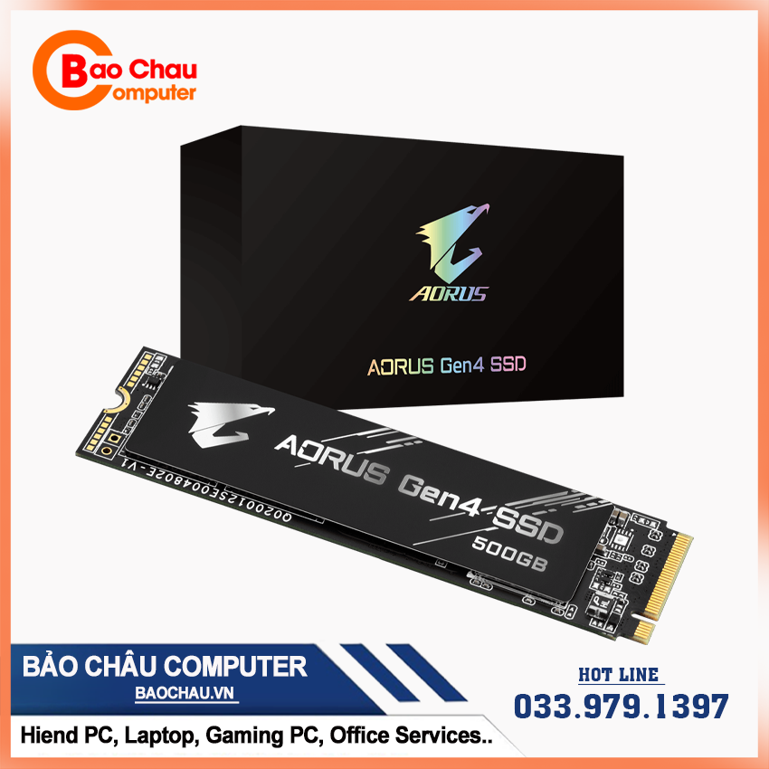 Ổ cứng SSD GIGABYTE AORUS 500GB M.2 PCIe NVMe gen 4 ( NOheatsink)(R5000/W2500)