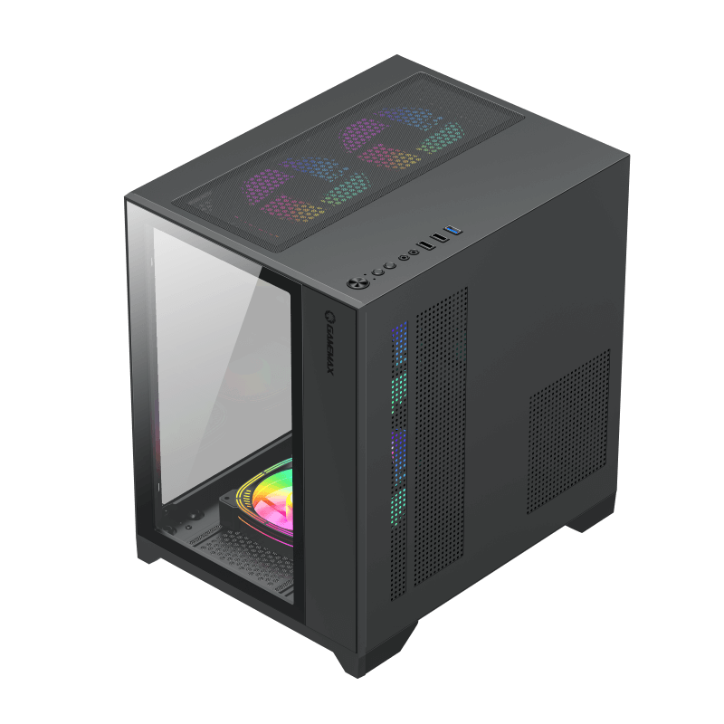 Vỏ máy tính bể cá GAMEMAX Infinity Mini Black( M-atx|Đen|SP7Fan)