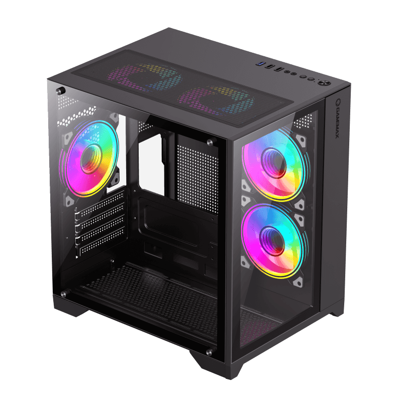 Vỏ máy tính bể cá GAMEMAX Infinity Mini Black( M-atx|Đen|SP7Fan)