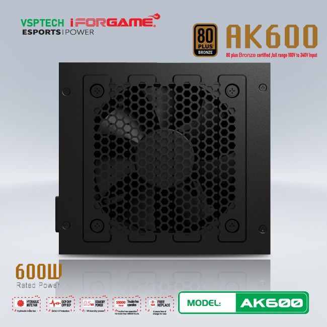 Nguồn máy tính VSPTECH - IFORGAME AK600 80PLUS BRONZE