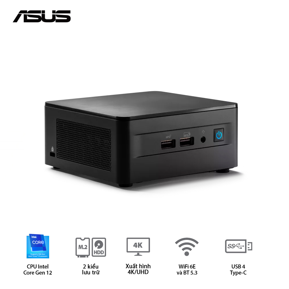 BỘ MINI PC ASUS INTEL NUC12 PRO TALL NUC12WSHI7 ( I7-1260P/ 2XDDR4-3200 / 3XNVME, SATA/ 2X HDMI 2.1/2X DP 1.4A ) 90AB2WSH-MR8100