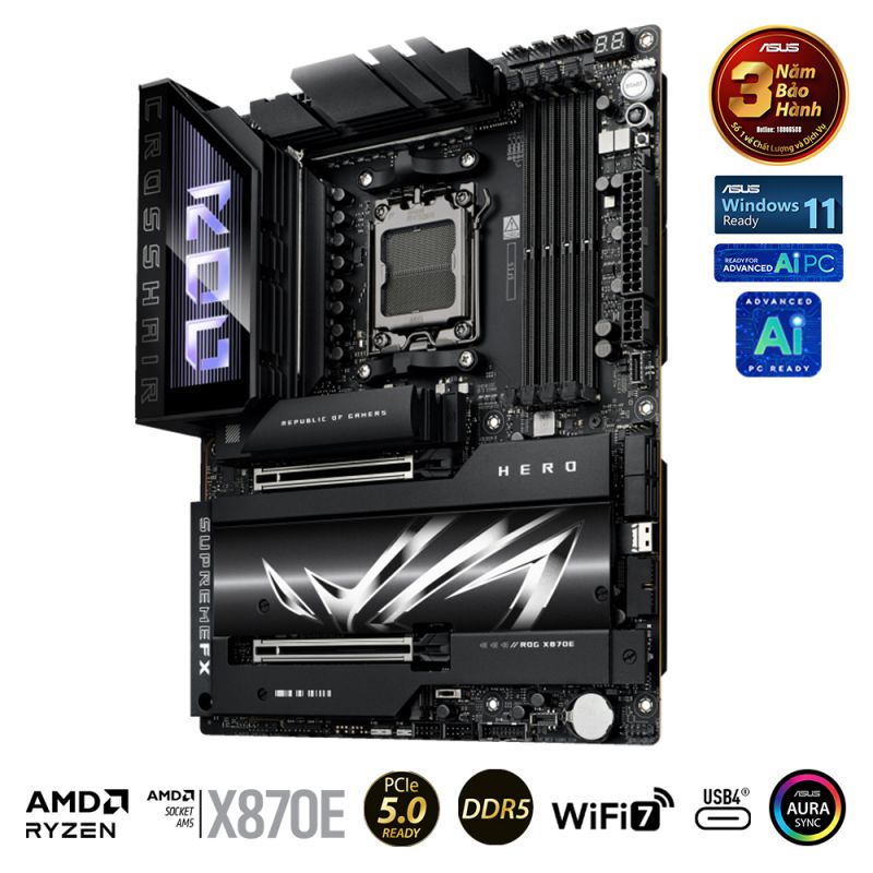 Mainboard ASUS ROG CROSSHAIR X870E HERO (AMD X870E, Socket AM5, ATX, 4 x RAM DDR5)