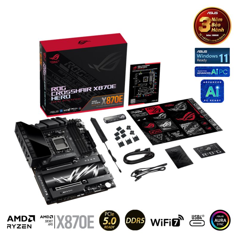 Mainboard ASUS ROG CROSSHAIR X870E HERO (AMD X870E, Socket AM5, ATX, 4 x RAM DDR5)