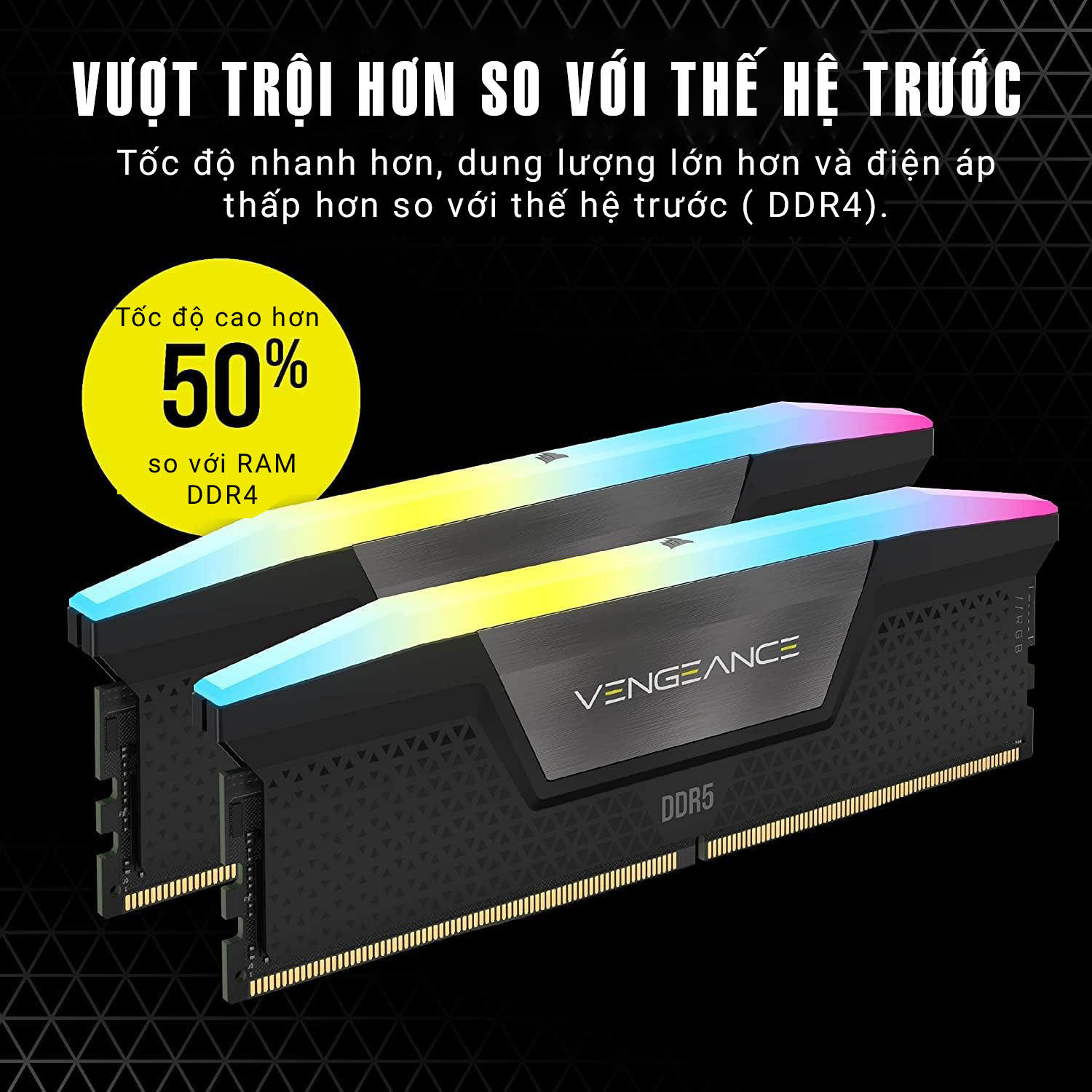 Ram Desktop Corsair Vengeance RGB White Heatspreader (CMH32GX5M2B5200C40W) 32GB (2x16GB) DDR5 5200MHz