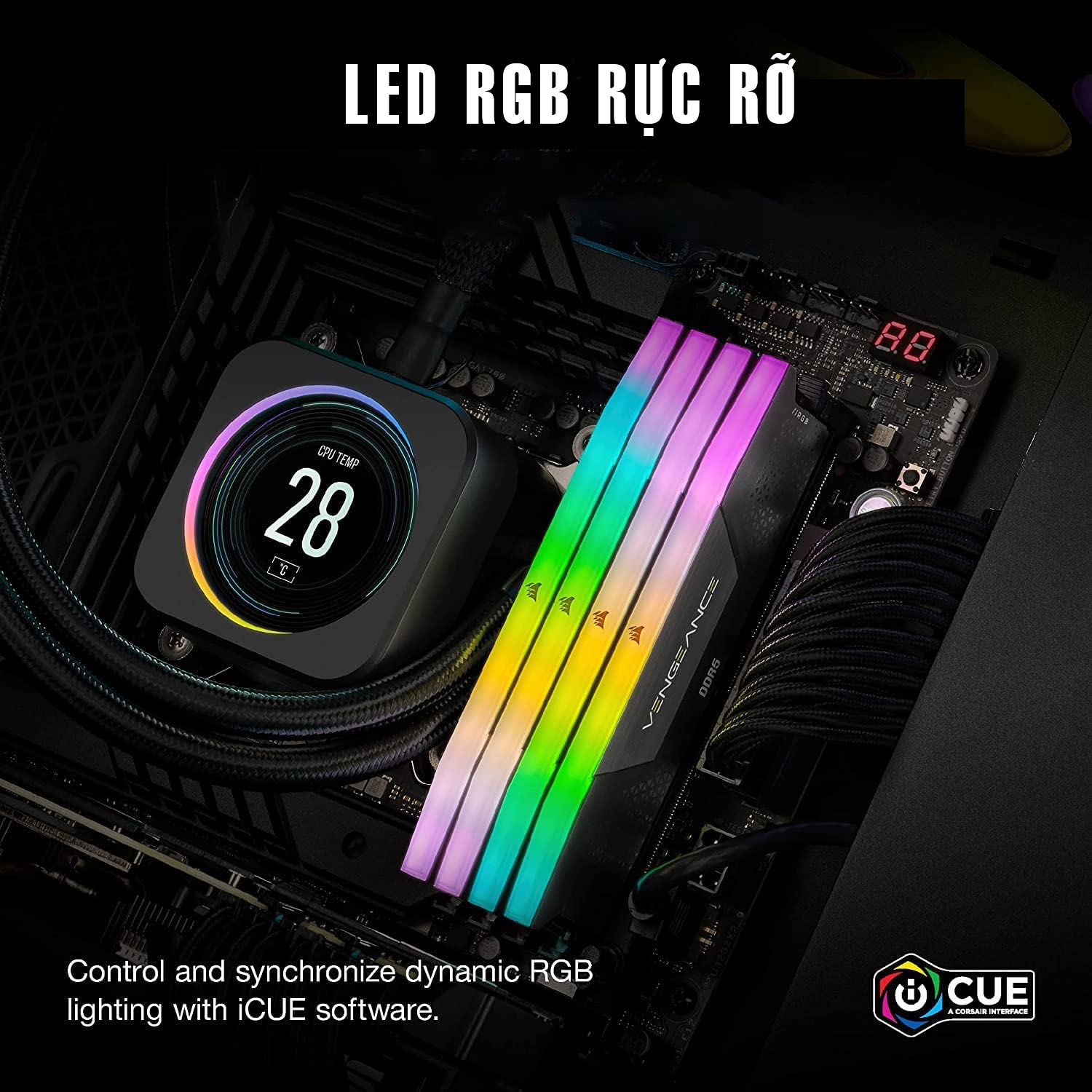 Ram Desktop Corsair Vengeance RGB (CMH64GX5M2B5600C40) 64GB (2x32GB) DDR5 5600MHz
