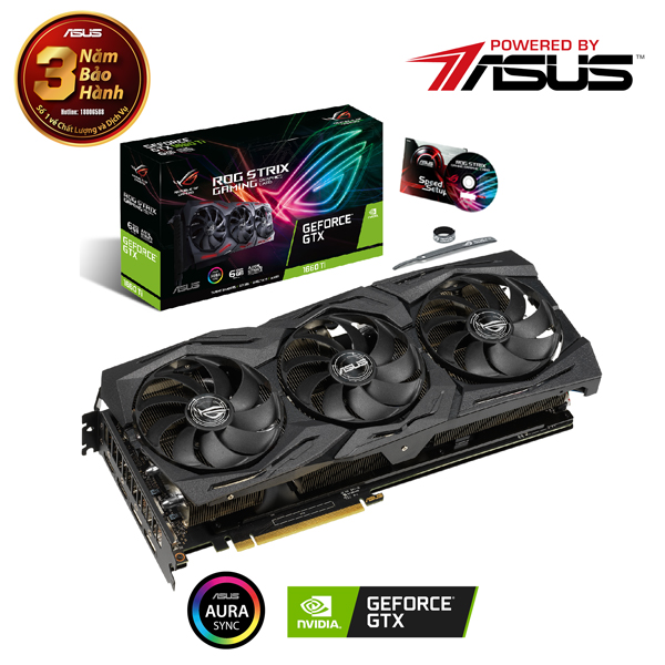 VGA Asus ROG-STRIX-GTX1660TI-O6G-GAMING (NVIDIA Geforce/ 6Gb/ GDDR6/ 192Bit)