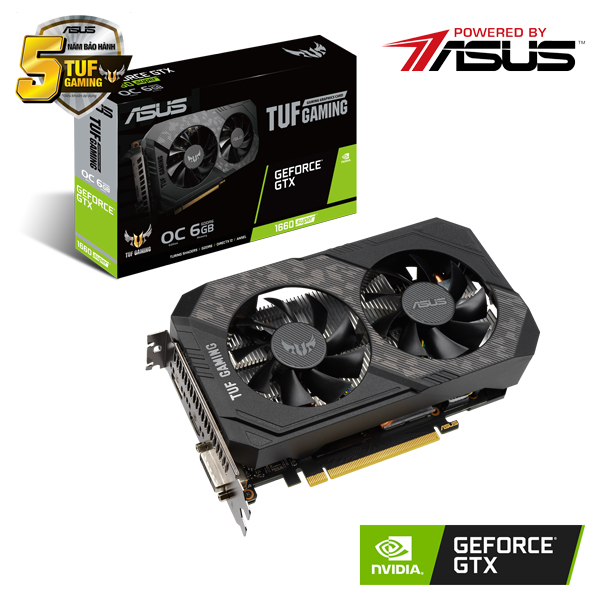 VGA Asus TUF-GTX1660S-O6G-GAMING SUPER (NVIDIA Geforce/ 6Gb/ GDDR6/ 192Bit)